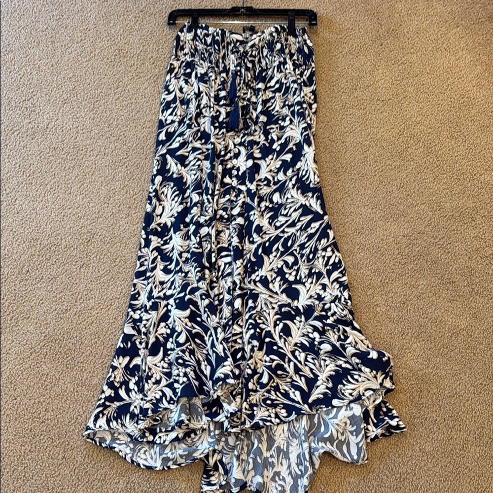 Rachel Zoe Blue, Camel and White Asymmetrical Skirt